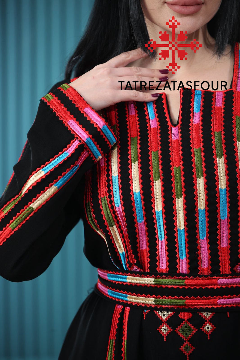 Embroidered Manajel Thobe in Heritage Colors