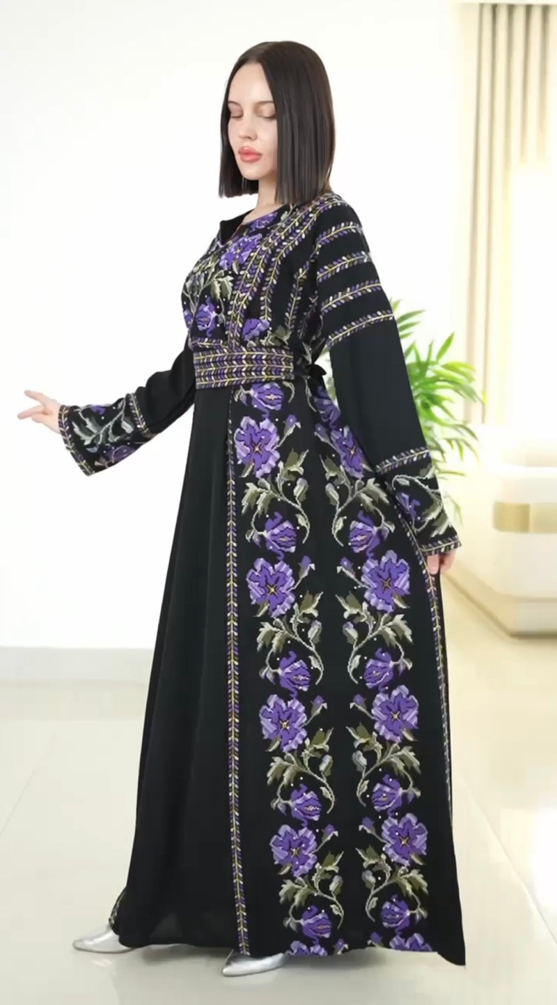 Al Jouri Thobe - Black & Purple