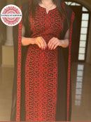 Black chefon dress with red embroidery