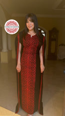 Black chefon dress with red embroidery