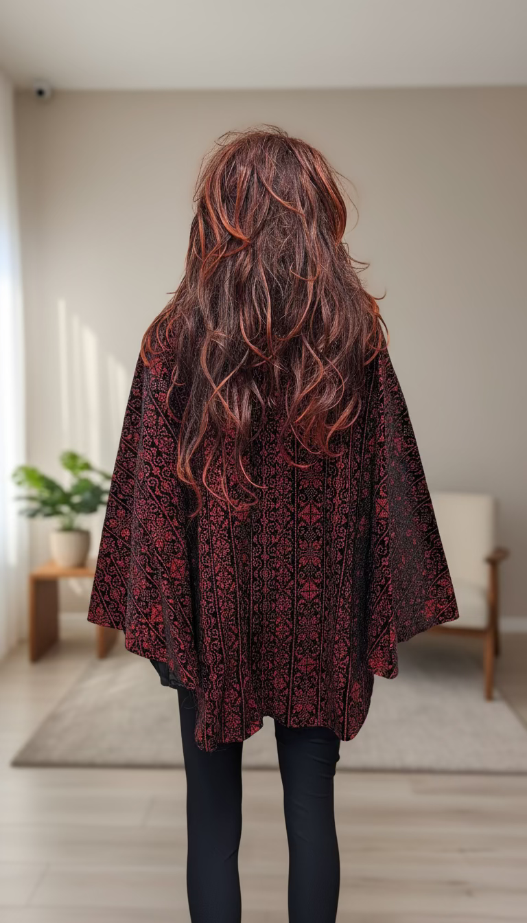 Embroidered Red Velvet Cap