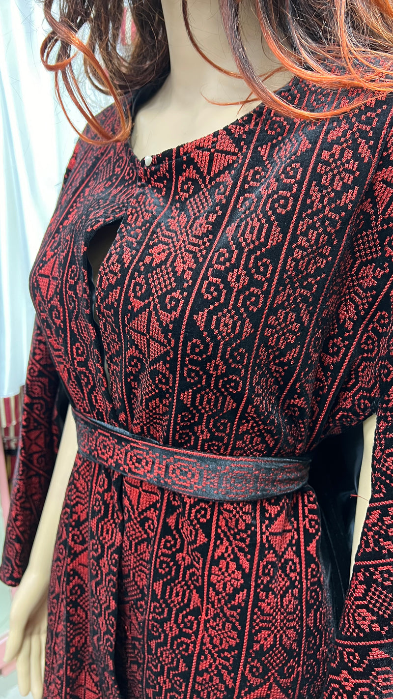 Embroidered Red Velvet Cap