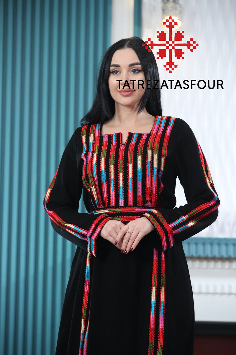 Embroidered Manajel Thobe in Heritage Colors