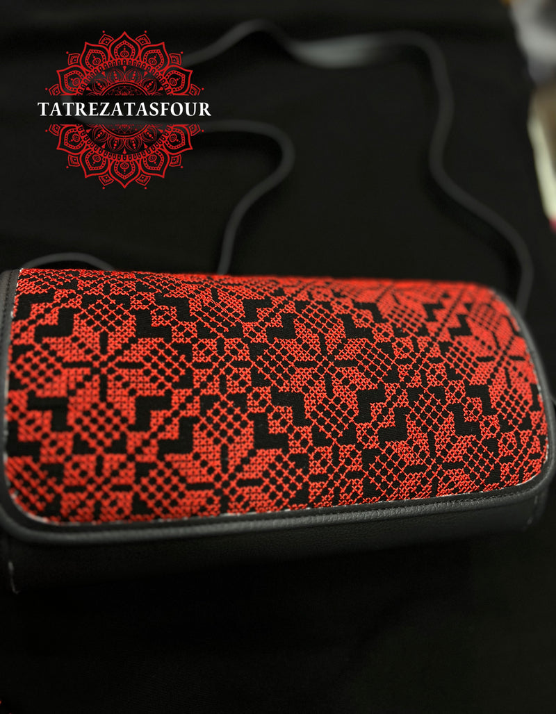 Embroidered Large Crossbody - Red Stitching