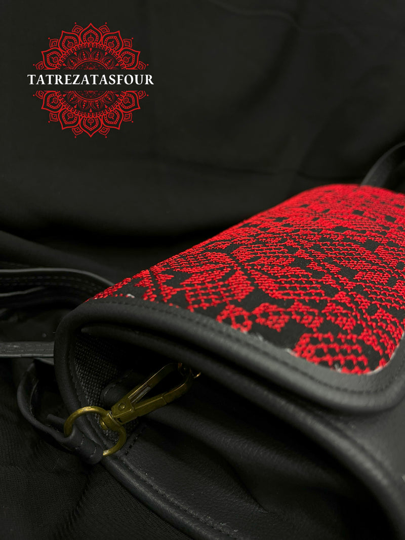 Embroidered Large Crossbody - Red Stitching