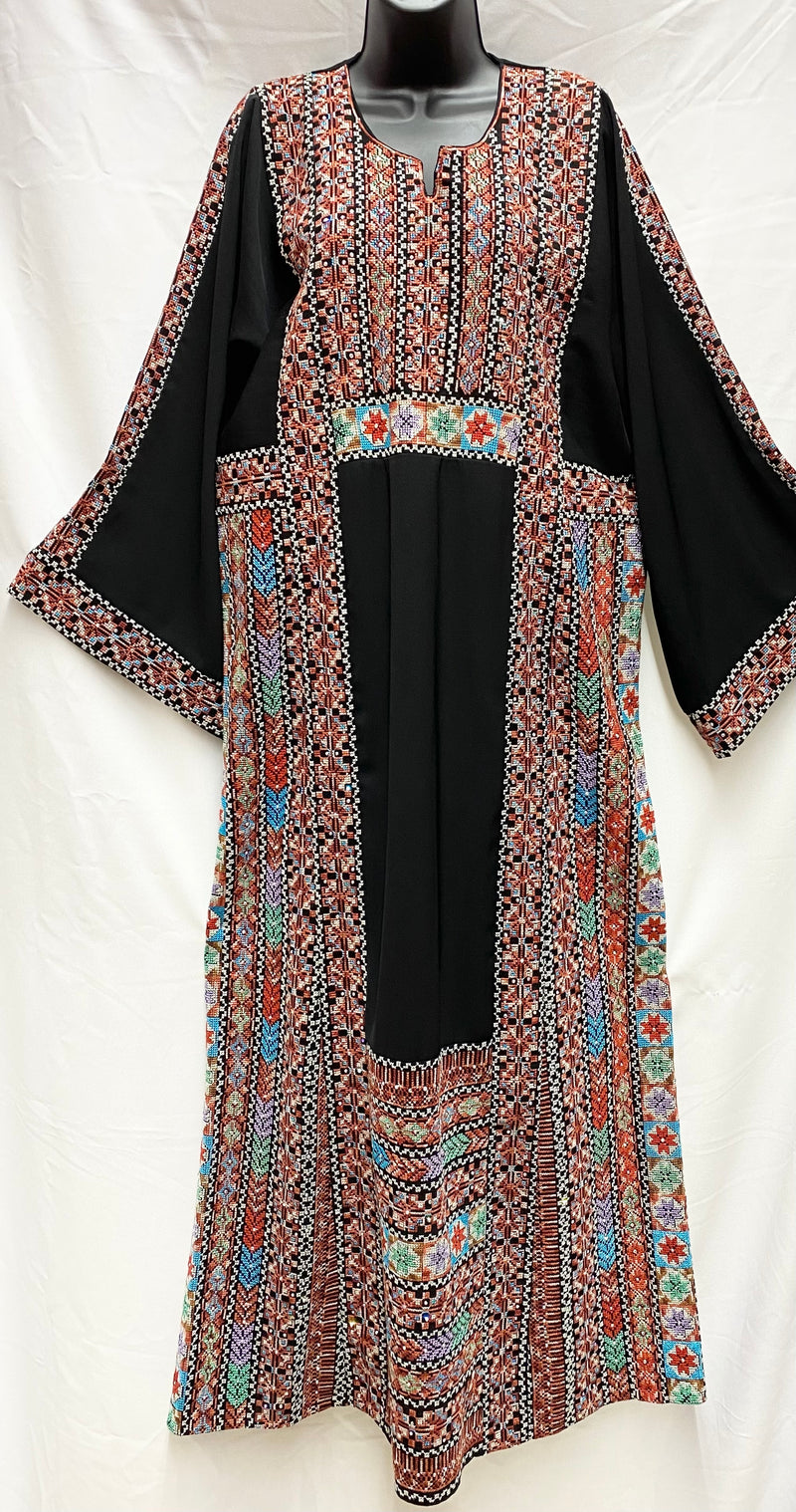 Thob embroidered black with multi-color with rhinestones size[4]