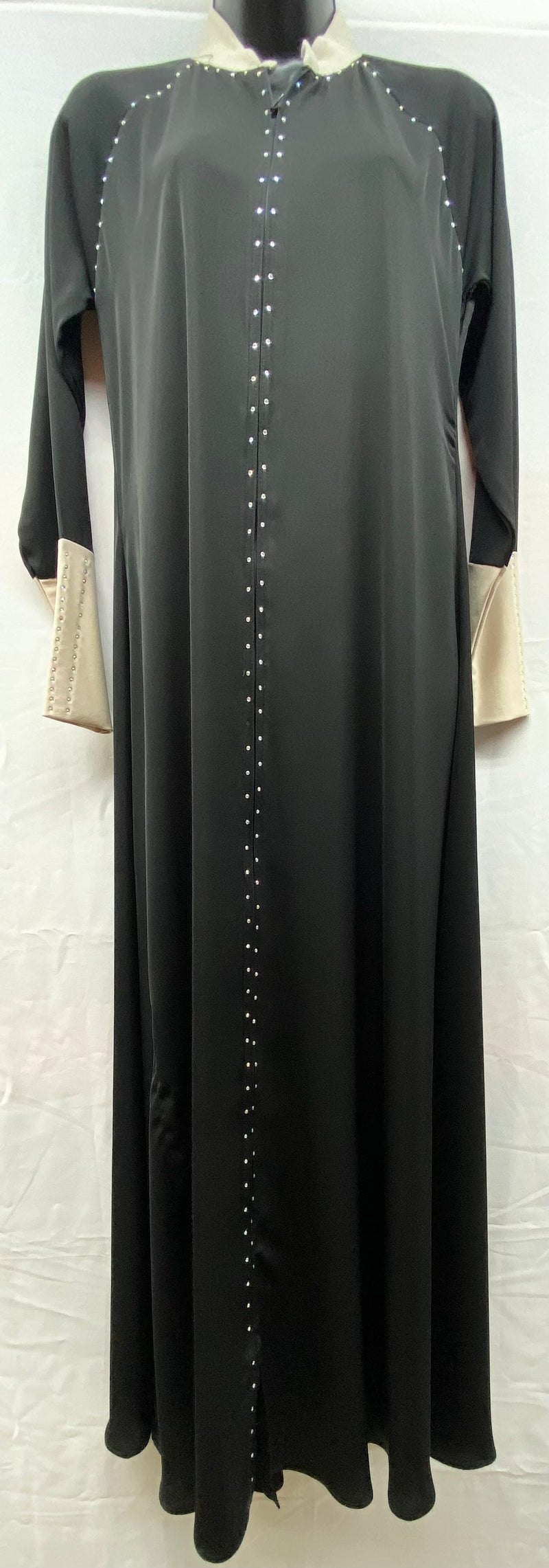 Abaya black with rainbow rhinestones with front zipper size[1]