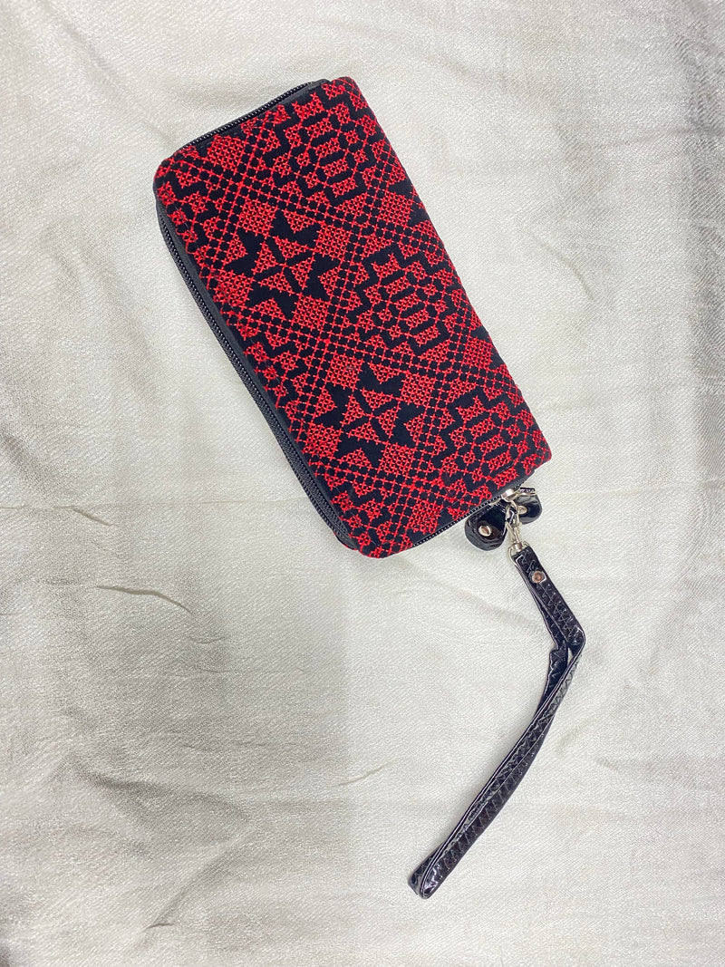 Embroidered wallet red & black