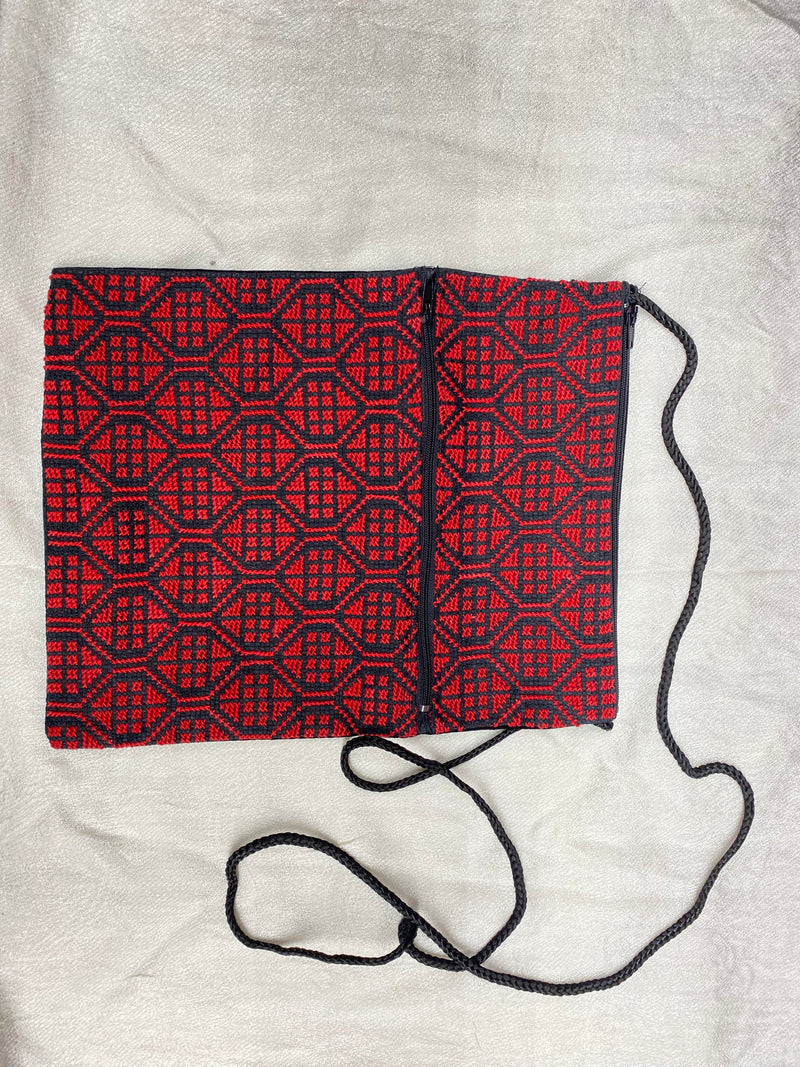 Embroidered handmade crossbody bag red & black