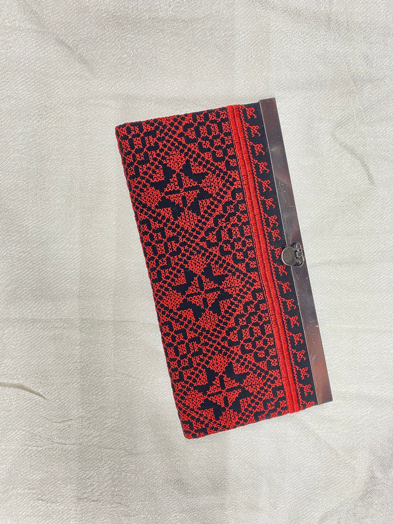 Embroidered wallet red & black