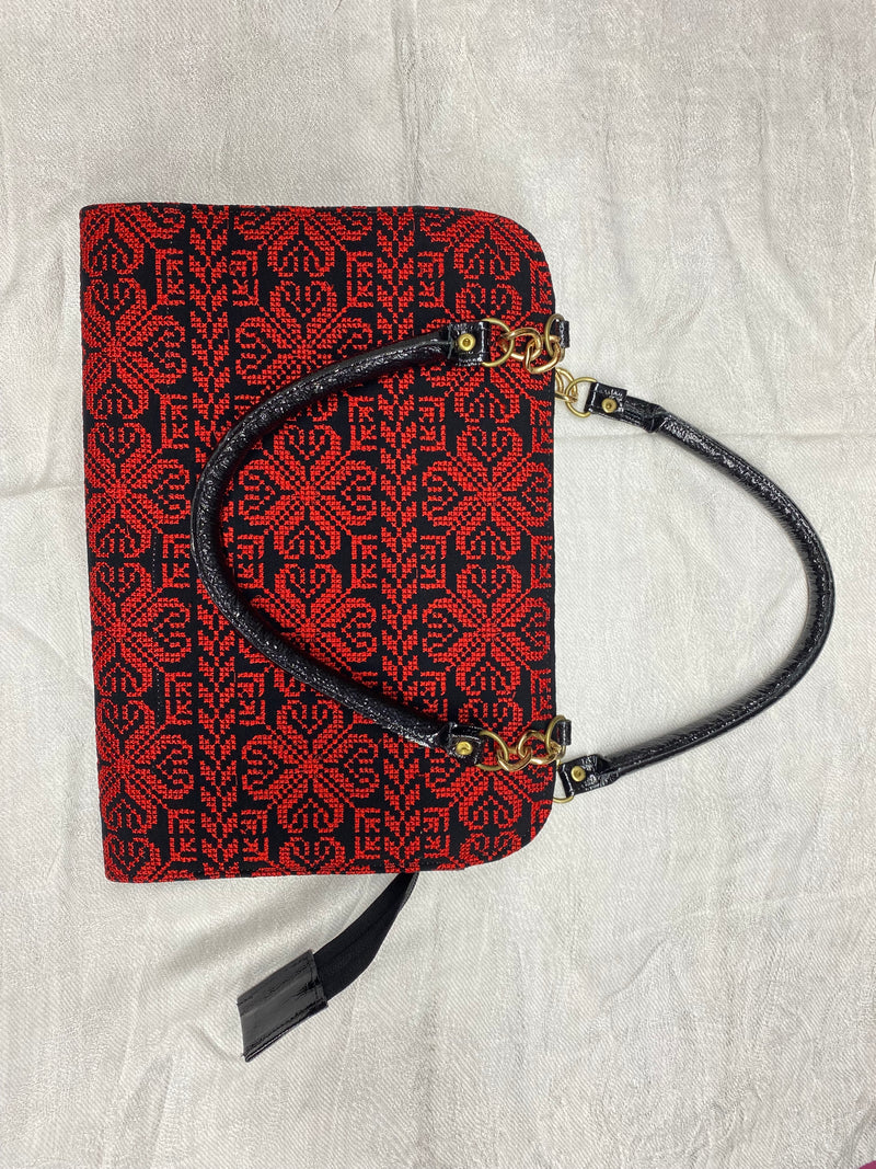 Embroidered purse red & black with gold accents