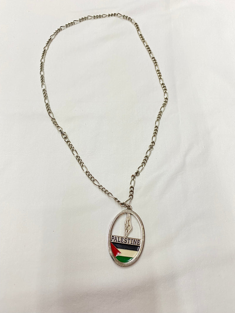 silver Palestinian flag neckless