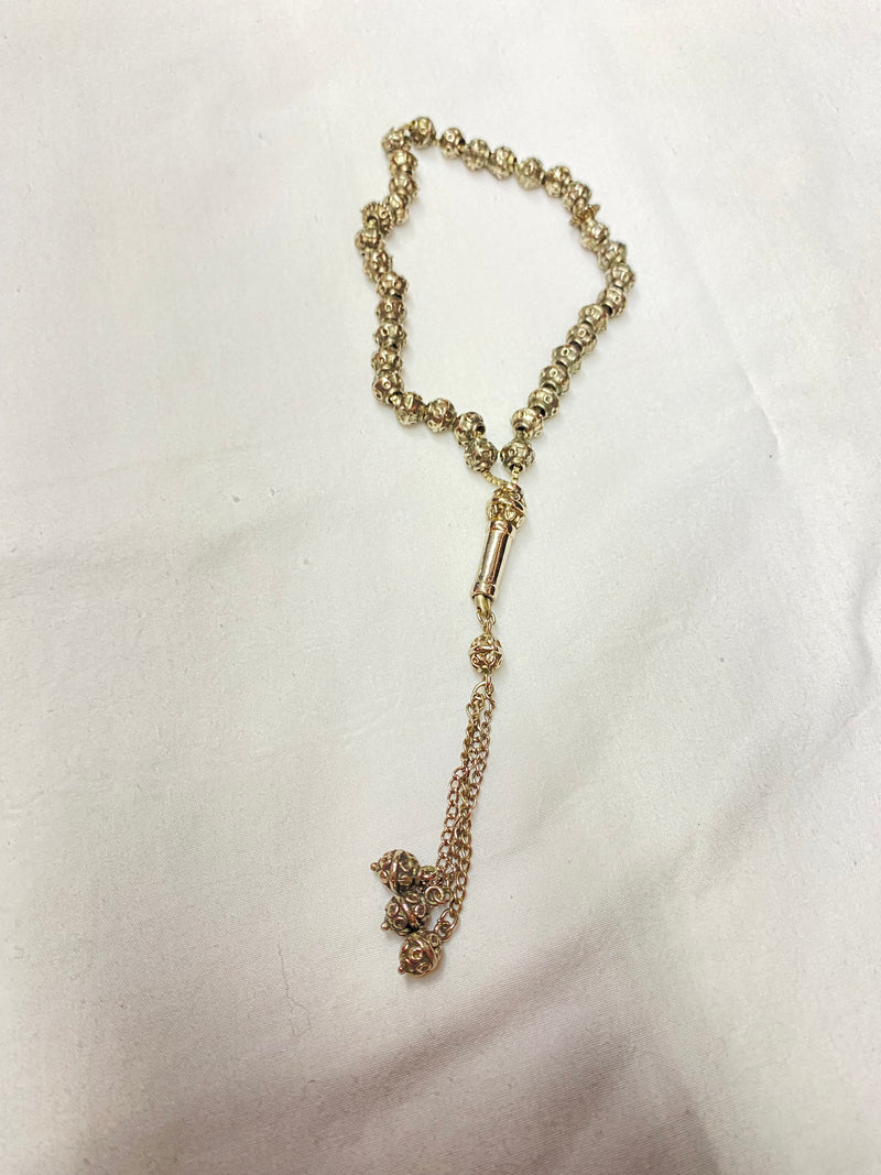 Gold metal misbaha prayer beads