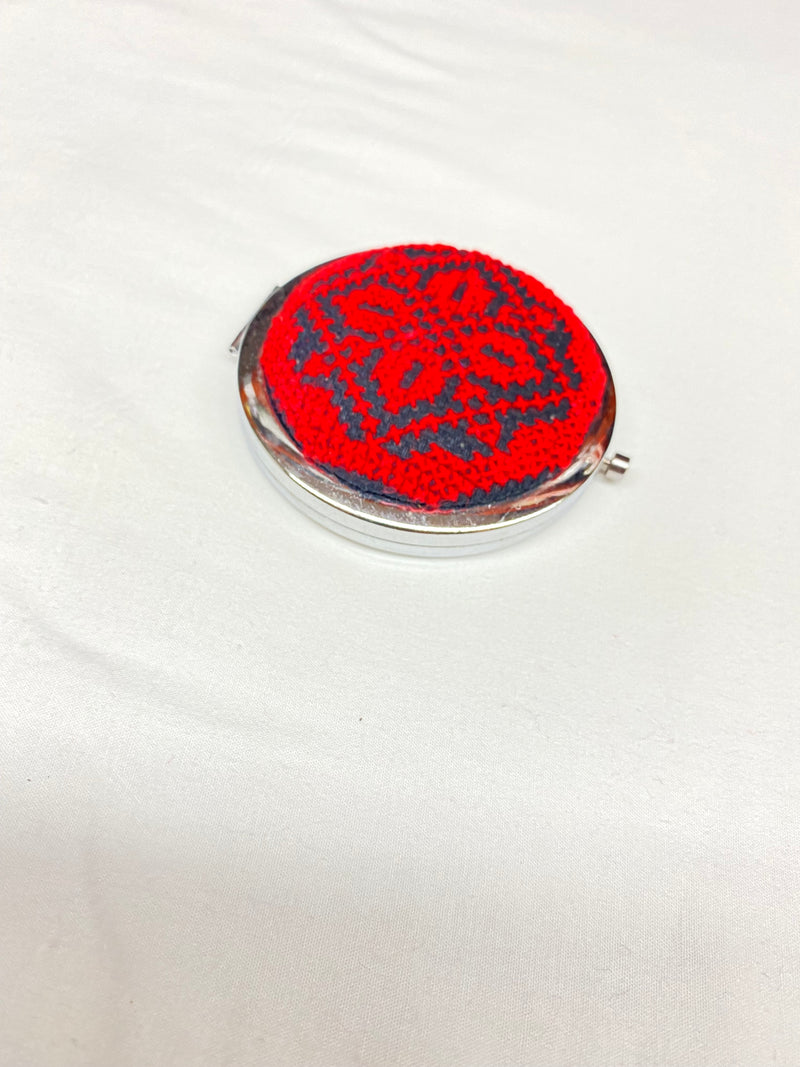 Palestinian embroidered mini pocket mirror red & black