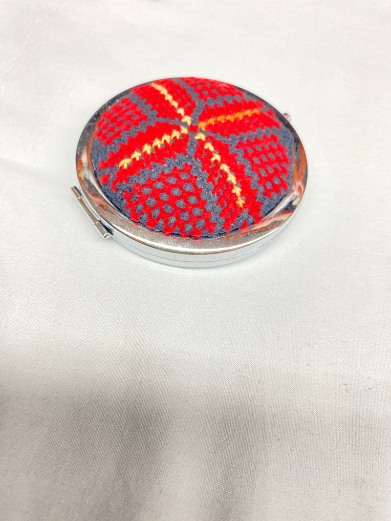 Palestinian embroidered mini pocket mirror red & black & yellow