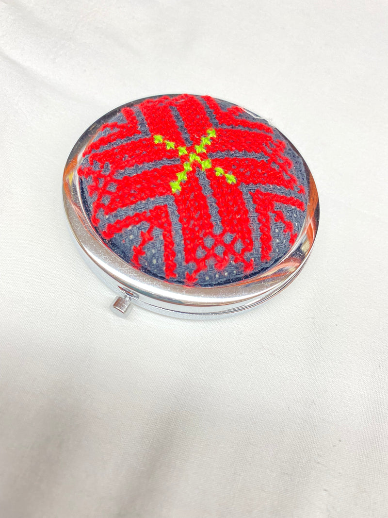 Palestinian embroidered mini pocket mirror red & black & yellow