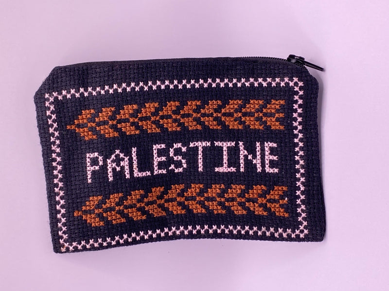 palestine embroidered brown wallet