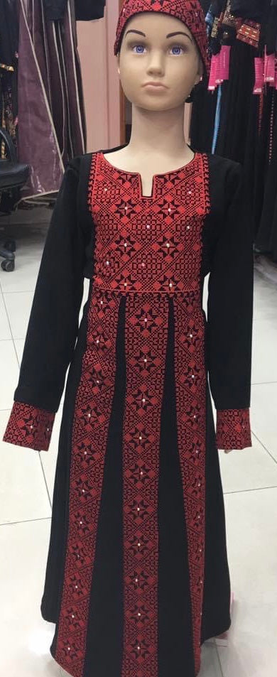 Embroidered teens dress black with red stitching with rhinestones size[5]