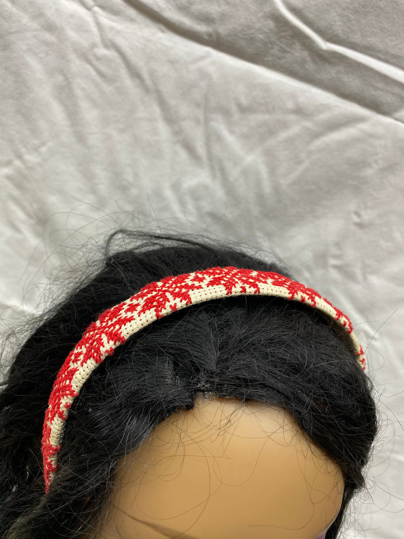 Palestinian embroidered head band white & red