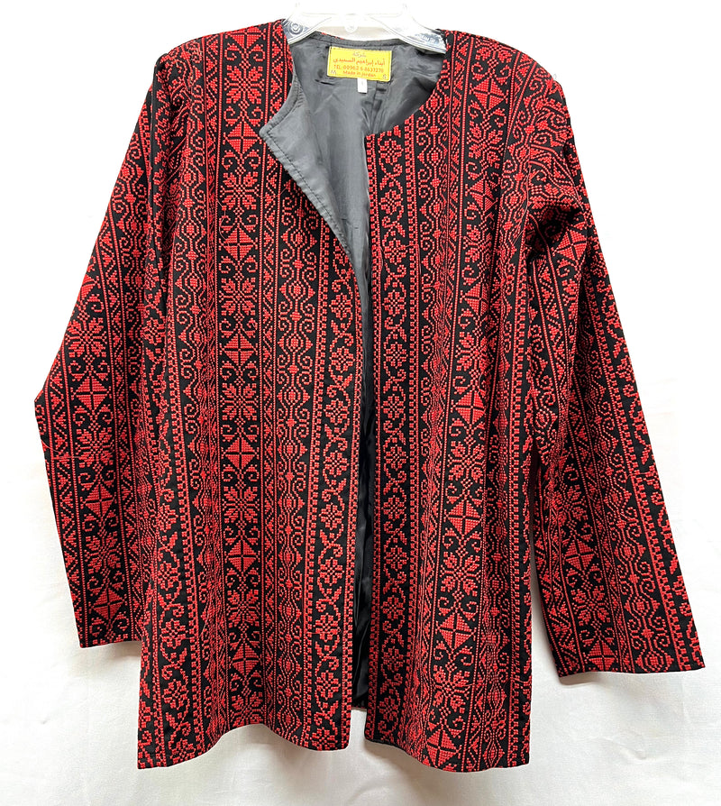 Fully embroidered medium jacket black with red stitching size[4]