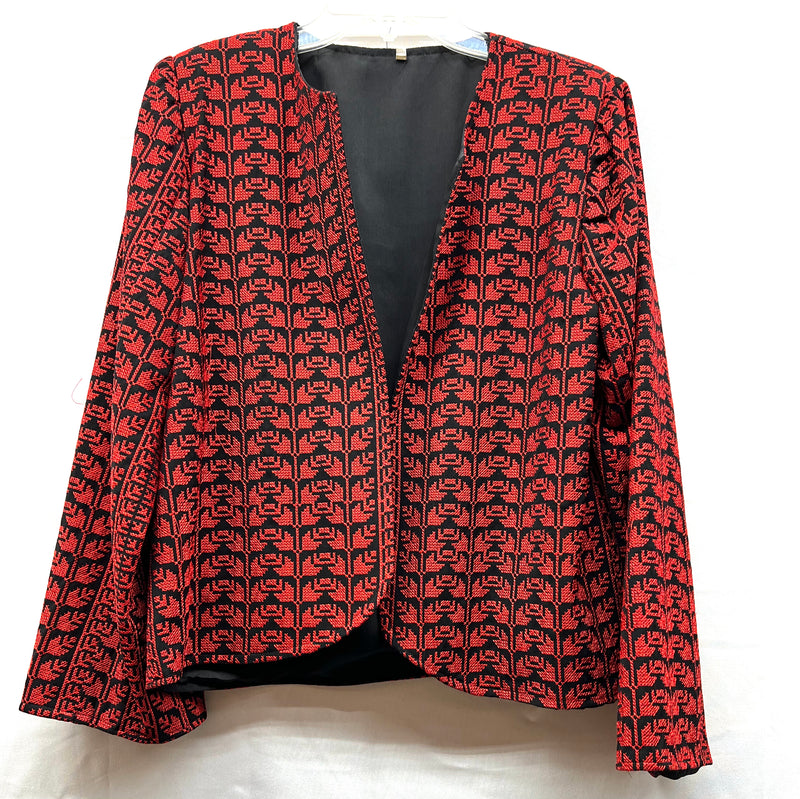 Fully embroidered short jacket black with red stitching size[2]