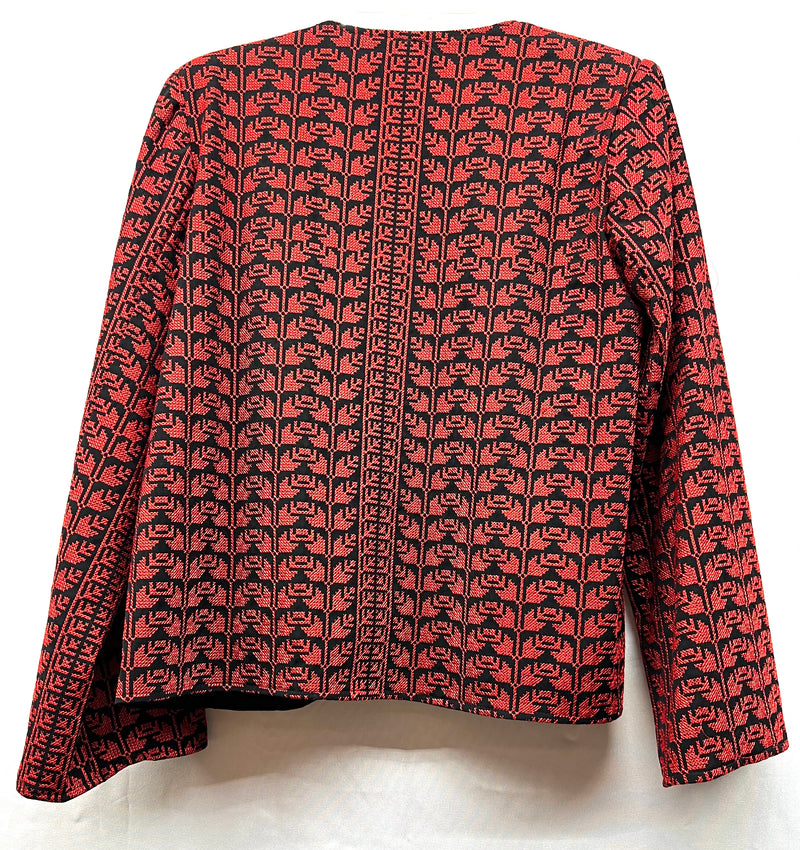 Fully embroidered short jacket black with red stitching size[2]