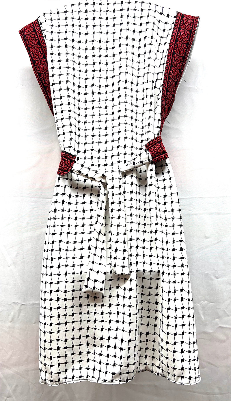 embroidered sleeveless jacket hata pattern with black base & red stitching size[4]